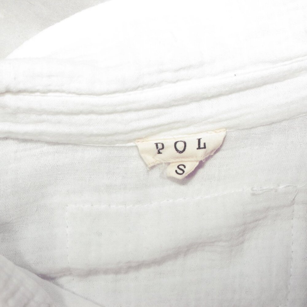 Pol White Multi-Media Button Front Oversized Blou… - image 7